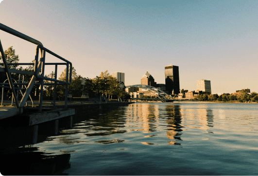 Rochester New York Canal and Skyline