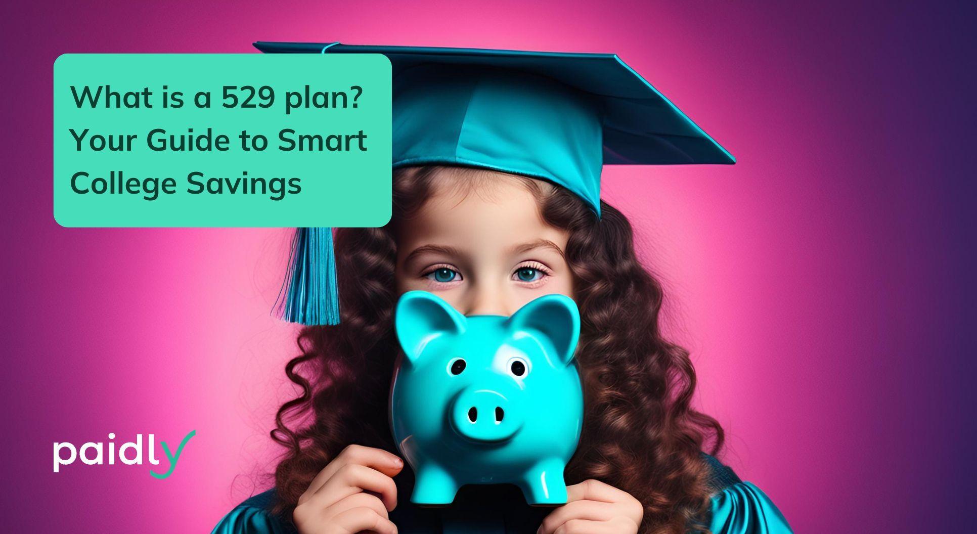 A girl in a graduation cap holding a savings piggy bank