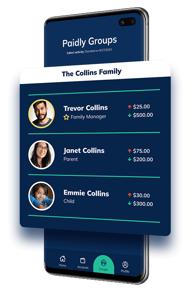 Paidly App receive gifts from friends and family