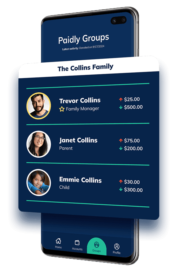 Paidly App receive gifts from friends and family